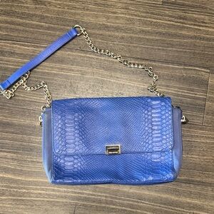 Pour La Victoire Blue Crossbody Bag with Chain Strap